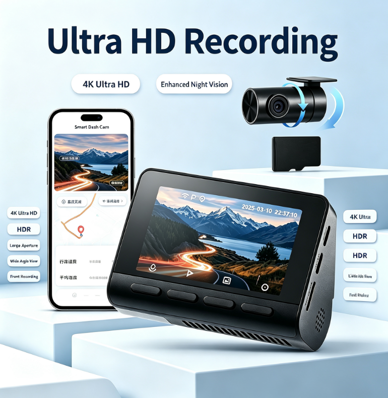 4K Dash Cam with Wi-Fi 6 & Free 128GB Card