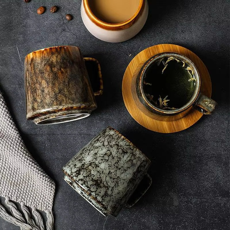 Wabi-Sabi Couple Mugs Ash-Glazed Tea Set