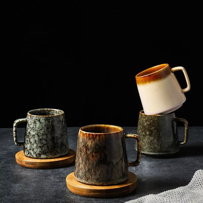 Wabi-Sabi Couple Mugs Ash-Glazed Tea Set