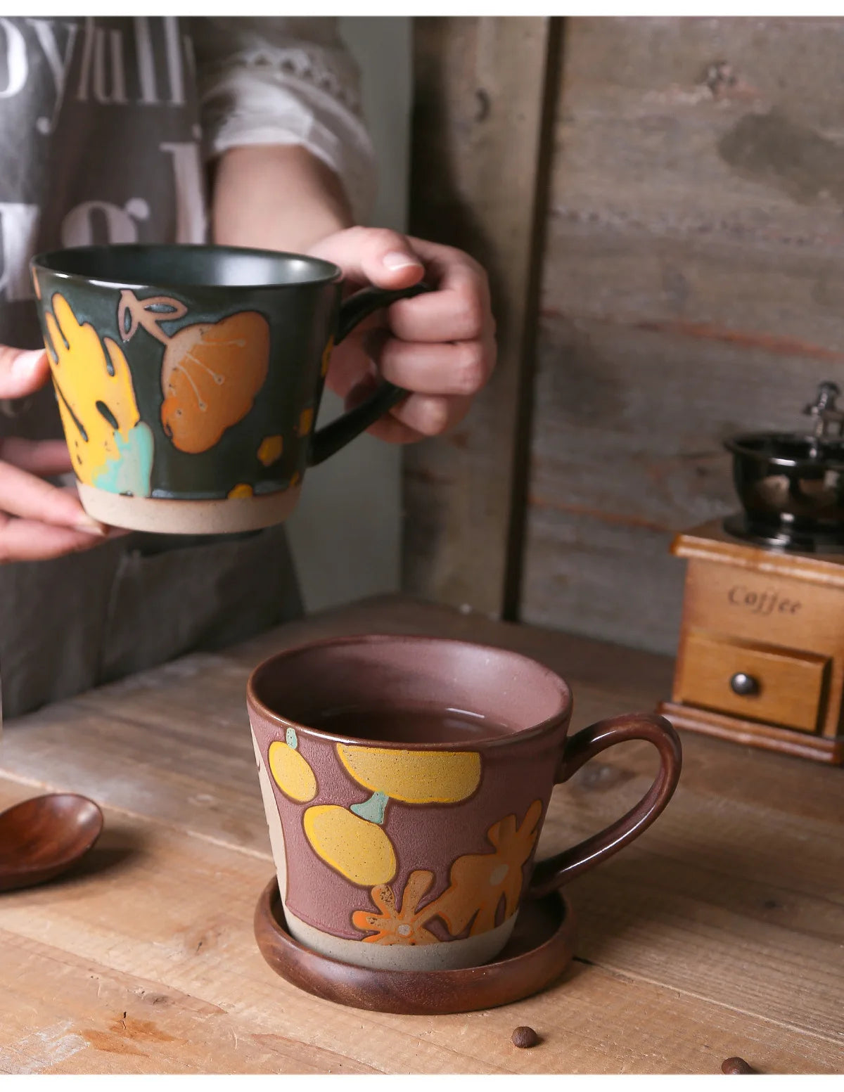 Hand-Painted Rustic Underglaze Mug