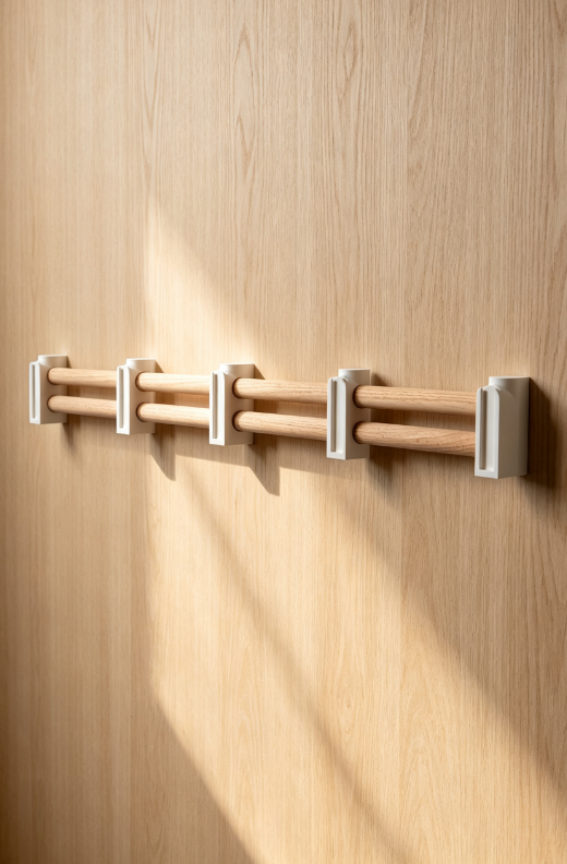 Modular Wall-Mounted Plant Display with Sliding Accessories