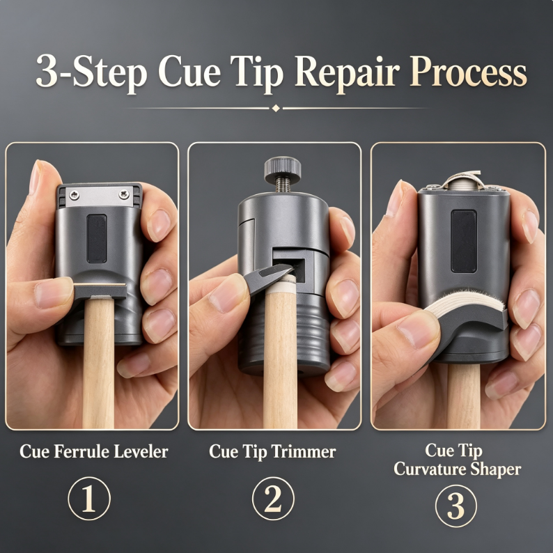 3-Piece Pool Cue Tip Repair Tool Set